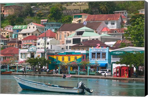 Framed Shops, Restaurants and Wharf Road, The Carenage, Grenada, Caribbean Print