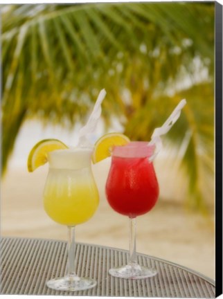 Framed Cocktails on the Beach, Jamaica, Caribbean Print