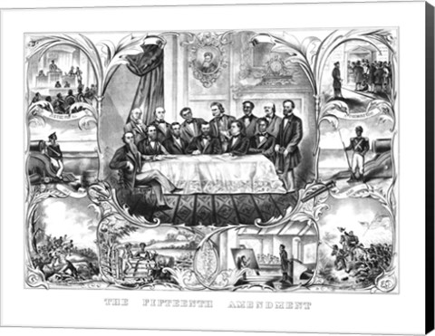 Framed President Ulysses Grant Signing the 15th Amendment Print