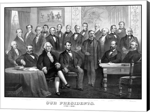 Framed First Twenty-One Presidents Seated Together in The White House Print