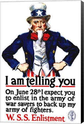 Framed Uncle Sam Recruiting Poster from WWI Print