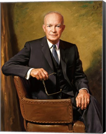 Framed President Dwight D Eisenhower Seated Print