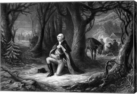 Framed General George Washington Praying at Valley Forge Print