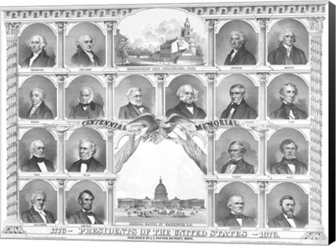 Framed First Eighteen Presidents of The United States Print