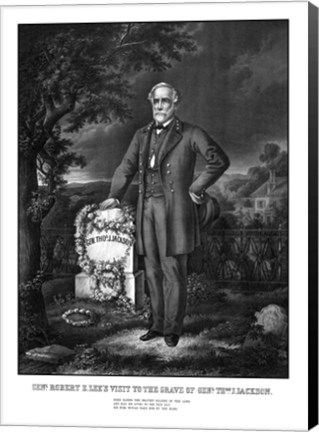 Framed General Lee Visiting the Grave of General Thomas Jackson Print