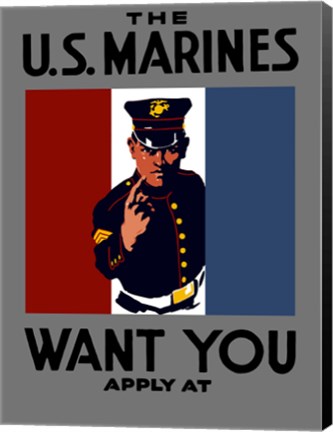 Framed U.S. Marines Want You Print