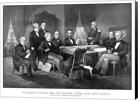 Framed President Abraham Lincoln and His Cabinet Print