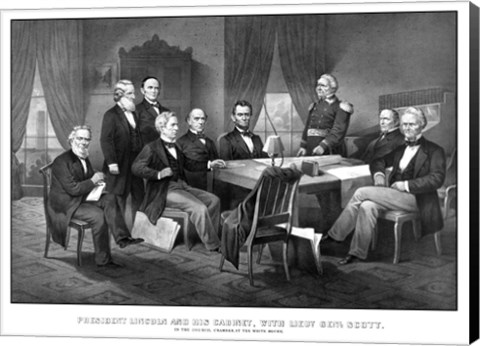 Framed President Abraham Lincoln and His Cabinet Print