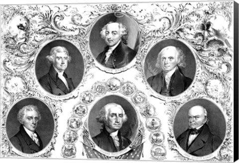 Framed First Six Presidents of The United States Print