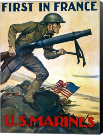 Framed First in France - U.S. Marines Print