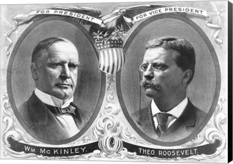 Framed McKinley &amp; Roosevelt Election Poster Print