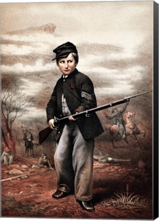 Framed Union Drummer Boy with Rifle Print