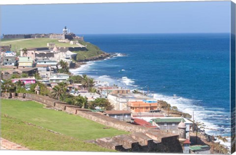 Framed View towards El Morro from Fort San Cristobal in San Juan, Puerto Rico Print