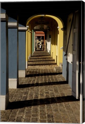 Framed Caribbean, USVI, St Croix, Christiansted, Path Arches Print