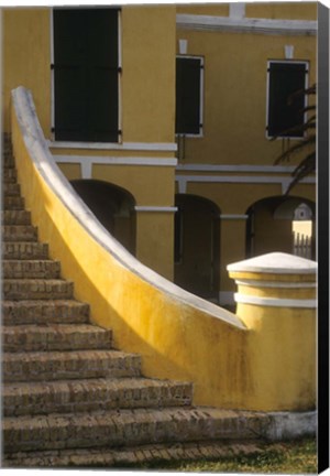 Framed Customs House exterior stairway, Christiansted, St Croix, US Virgin Islands Print