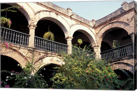 Framed Balcony with Flowers and Trees, Puerto Rico Print