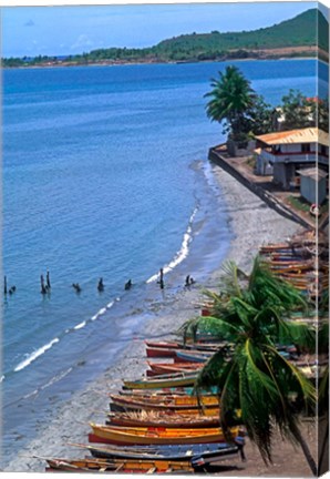 Framed Fishing Boats on Shore, St Lucia Print