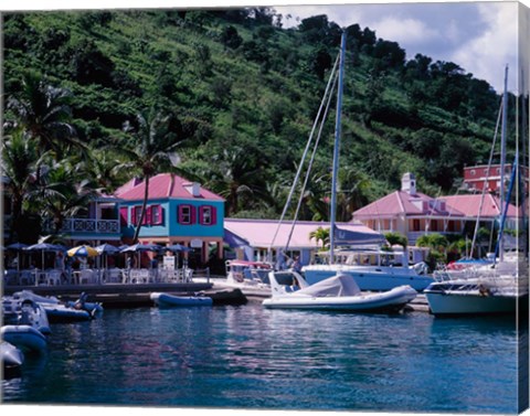 Framed Sopers Hole Wharf, Pussers Landing, Frenchmans Cay, Tortola, Caribbean Print