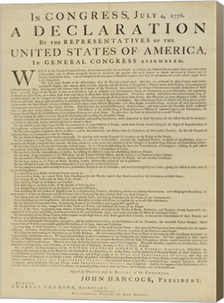 Framed United States Declaration of Independence Print