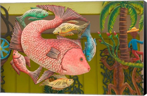 Framed Fish Souvenir at Al Vern&#39;s Craft Market, Turks and Caicos, Caribbean Print