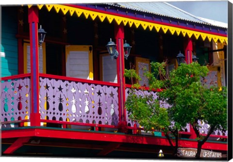 Framed Dutch Buildings in Philipsburg, St Maarten, Caribbean Print