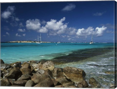 Framed Orient Bay, St Martin, Caribbean Print