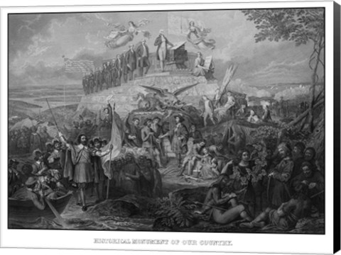 Framed Christopher Columbus Arriving in America Print