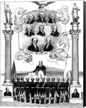 Framed First Eight Presidents of The United States Print