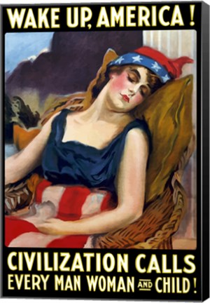 Framed Lady Liberty Sleeping - Wake Up, America! Print