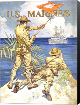 Framed WWI - Two Marines on the Beach Print