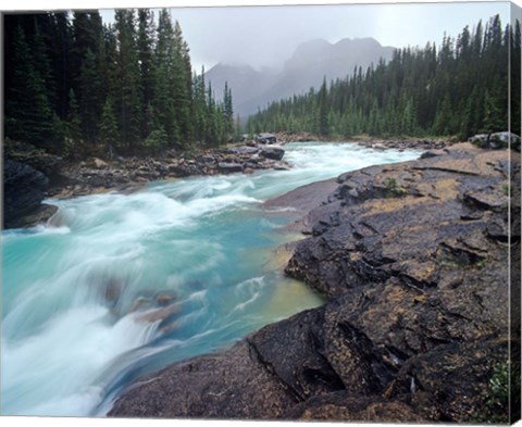 Framed Mistaya River in Banff National Park in Alberta, Canada Print