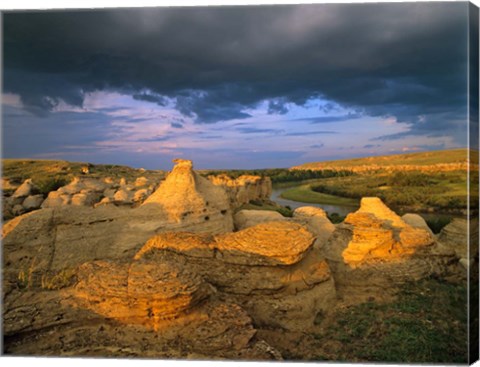 Framed Milk River, Writing on Stone Provincial Partk, Alberta Print