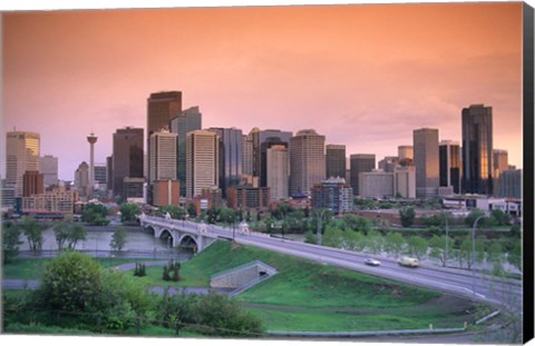 Framed Skyline of Calgary, Alberta, Canada Print