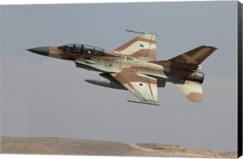 Framed F-16B Netz of the Israeli Air Force in flight over Israel Print