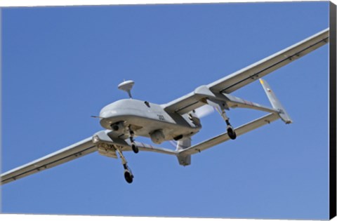 Framed IAI Heron unmanned aerial vehicle in flight over Israel Print