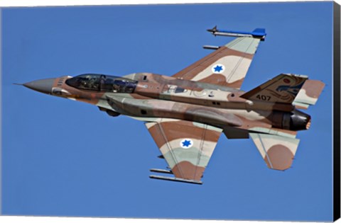 Framed F-16I Sufa of the Israeli Air Force in flight over Israel Print