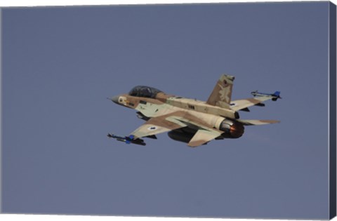 Framed F-16D Barak of the Israeli Air Force flying over Israel Print