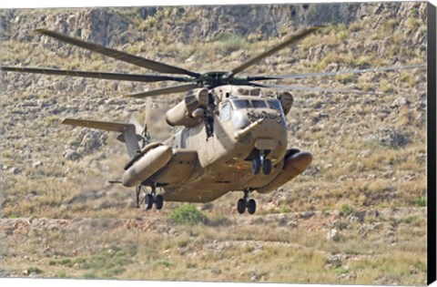 Framed CH-53 Yasur 2000 of the Israeli Air Force landing in the field Print