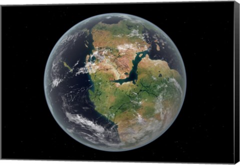 Framed Western hemisphere of the Earth during the Early Jurassic period Print