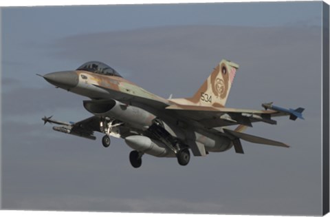 Framed F-16C Barak of the Israeli Air Force prepares for landing Print
