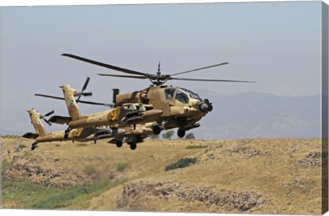 Framed Two AH-64A Peten attack helicopters of the Israeli Air Force Print