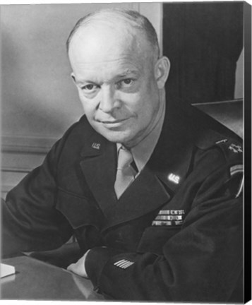 Framed WWII Photo of General Dwight D Eisenhower Print