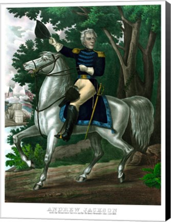 Framed General Andrew Jackson on Horseback (color) Print