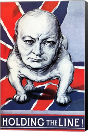 Framed BWinston Churchill as a Bulldog and the British flag Print