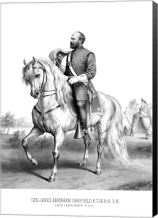 Framed President James Garfield on Horseback Print