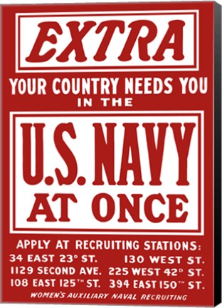 Framed U.S. Navy - Your Country Needs You Print