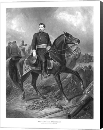 Framed Union General George McClellan on Horseback Print