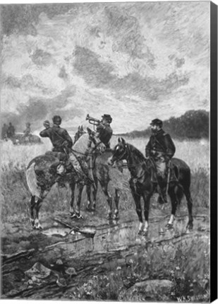 Framed Three Civil War Soldiers onHorseback Print