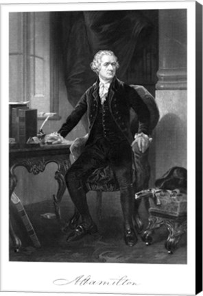 Framed Alexander Hamilton Sitting at His Desk Print