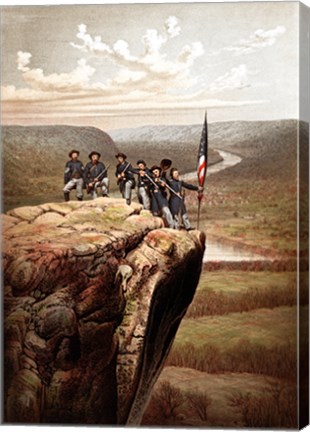 Framed Union Soldiers on the Summit of Lookout Mountain Print